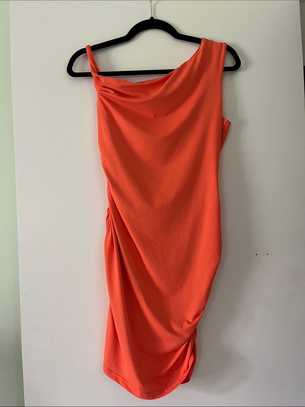 Source Unknown One-Shoulder Draped Dress in Orange